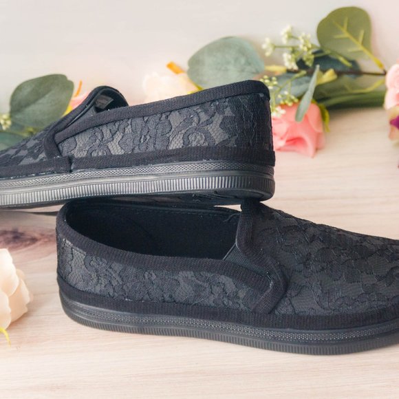 Gothic Black Lace Slip On Sneakers - Picture 8 of 8